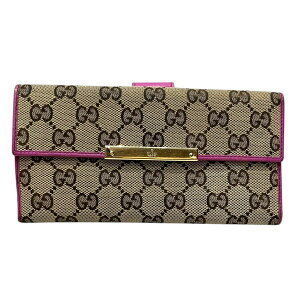 Gucci GG Canvas Double Flap Long Wallet Purple